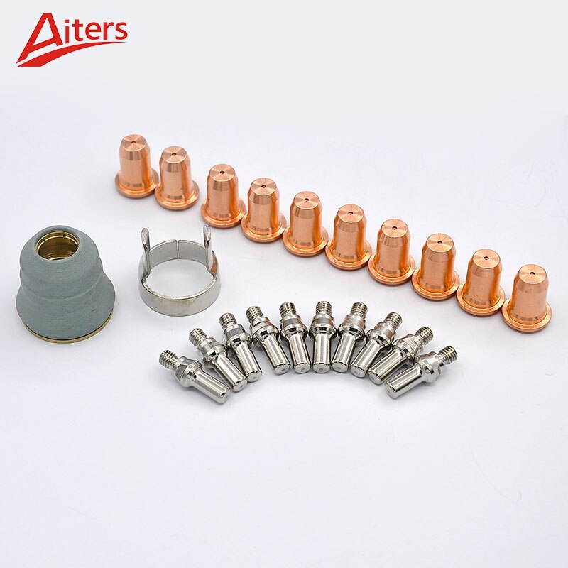 Plasma PT60 Cutting Torch Consumables 22PCS Electrode Nozzle Shield and Spring Guide Bracket Ring Kit - KiwisLove