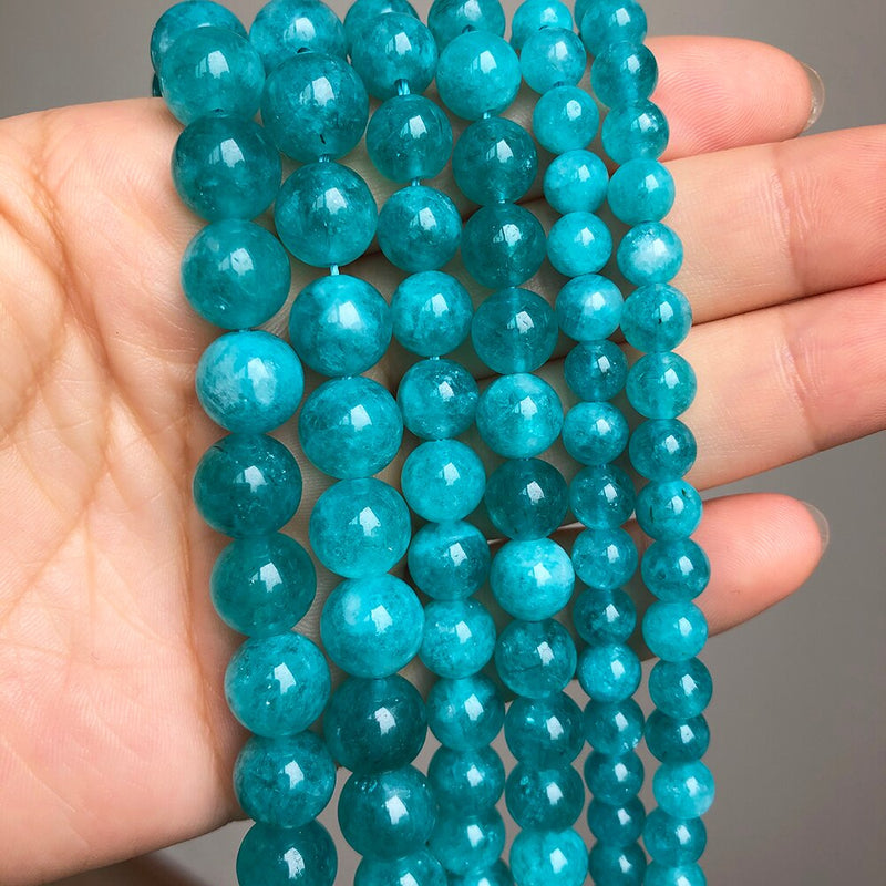 6 8 10mm Blue Amazonite Loose Stone Beads Smooth Round Spacer Beads For Jewelry DIY Making Bracelet Earrings Accessories 15&#39;&#39;