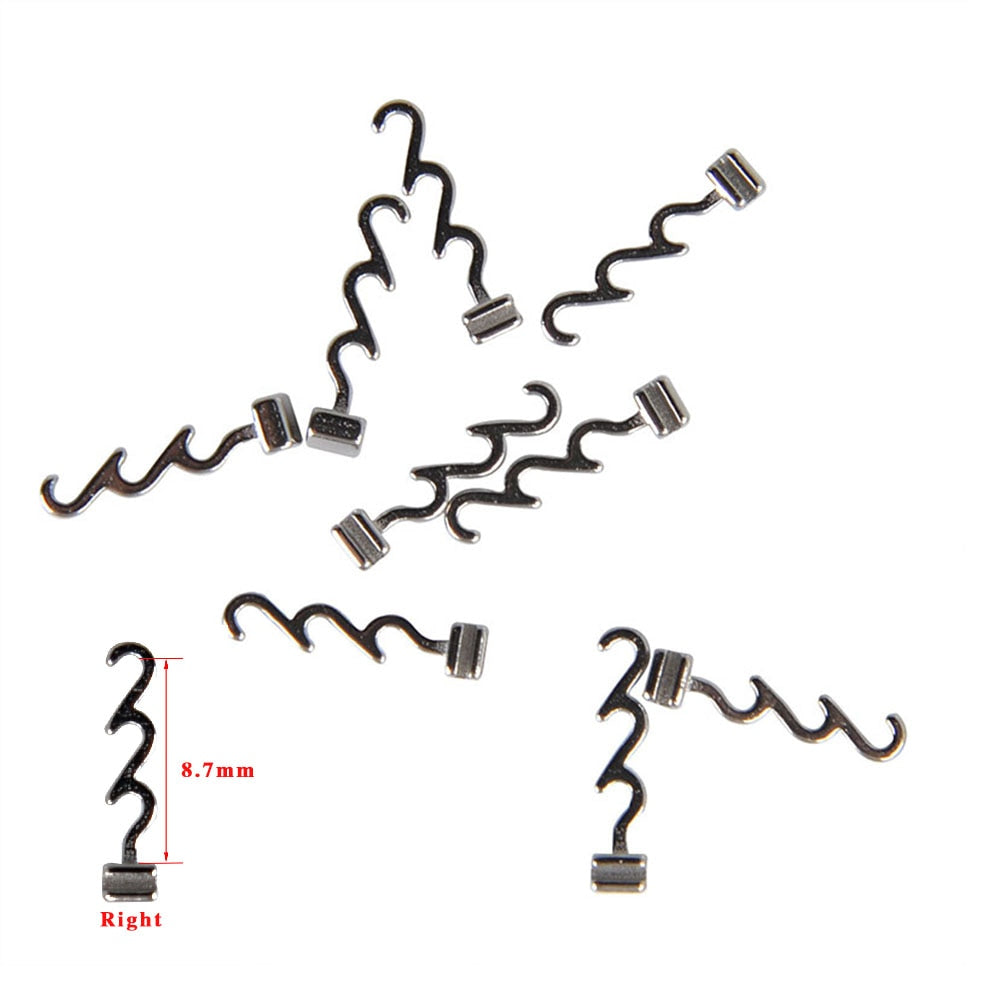 10Pcs/Pack Dental Crimpable Hooks Cross Tube Long Short Right/Left Stainless Steel Fixed on the Arch Wires - KiwisLove