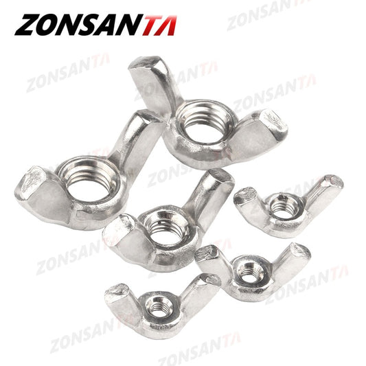ZONSANTA Wing Nuts M3 M4 M5 M6 M8 M10 M12 304Stainless Steel Tighten Hand a Nut Butterfly Nut Ingot DIN315 Eye nuts - KiwisLove