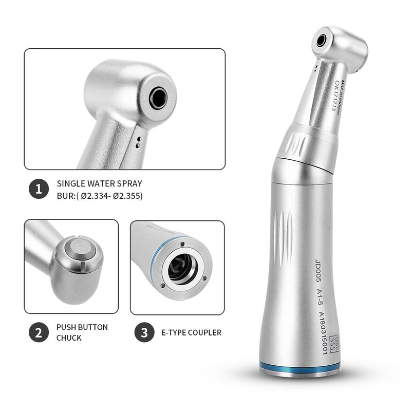 AZDENT Dental Internal Water Contra Angle Press Button Low Speed Handpiece 4 Hole Motor Bur Applicable Φ2.334-2.355mm - KiwisLove