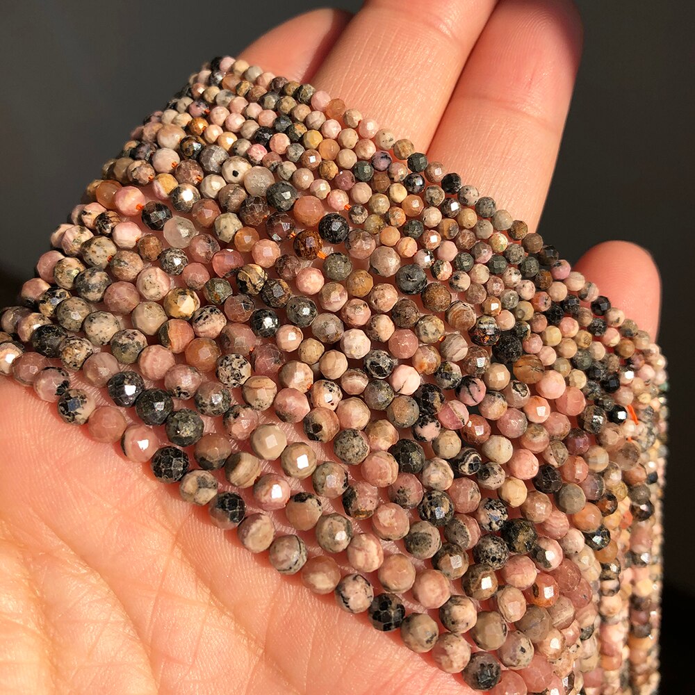 Natural Black Lace Rhodonite Stone Beads Faceted Gem Beads for Jewelry Making DIY Bracelet Earrings Accessories 15&#39;&#39; 2 3 4mm - KiwisLove