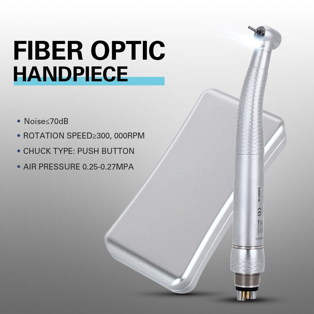 Dental LED Fiber Optic High Speed Push Button Handpiece 3 Way Spray 3 Air 6 hole Led Fiber Coupler - KiwisLove