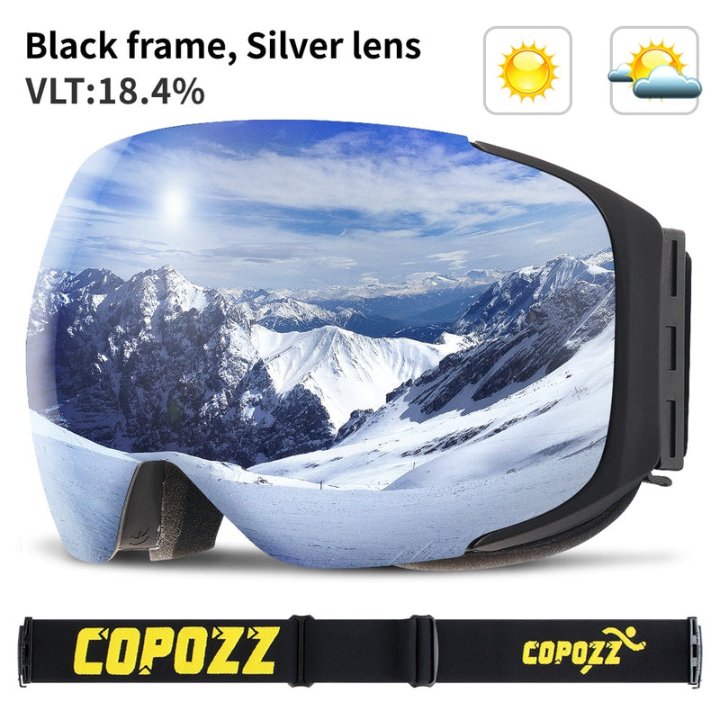 COPOZZ brand ski goggles replaceable magnetic lenses UV400 anti-fog snow ski mask skiing men women snowboard goggles GOG-2181 - KiwisLove