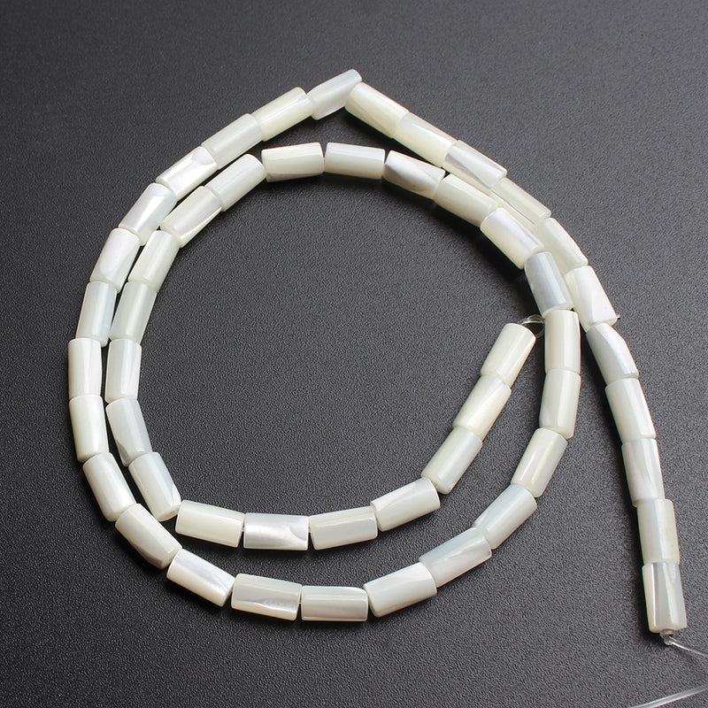 Natural Mother Of Pearl Mop Shell Beads Column White Beige Spacer Beads for Jewelry Making DIY Bracelet Ear Studs Accessories - KiwisLove