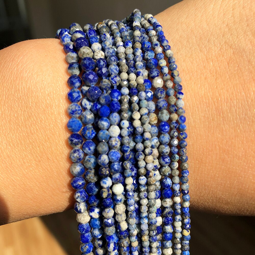 2/3/4mm Faceted Blue Lapis Lazili Stone Beads Natural Gem Beads for Jewelry Making DIY Bracelet Earrings Accessories 15&#39;&#39; - KiwisLove