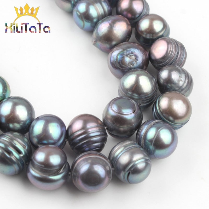 10-11mm Natural Black Freshwater Pearl Beads Round Loose Spacer Pearls Beads For Jewelry Making DIY Bracelet Accessories 15&#39;&#39;