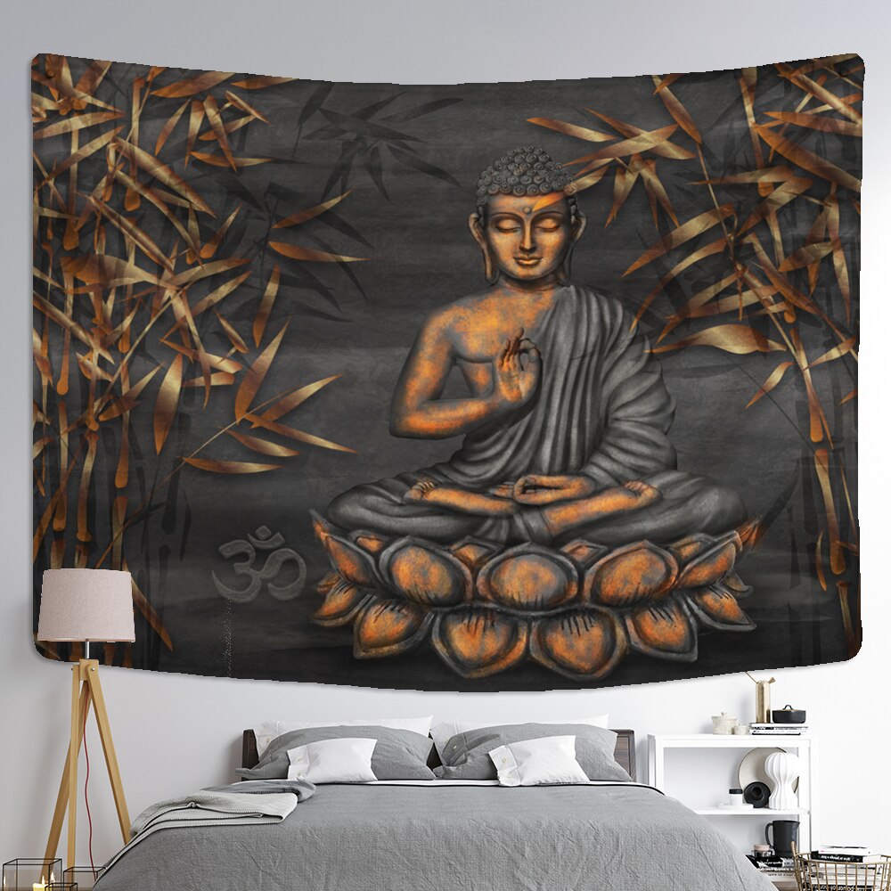Psychedelic Indian Buddha Tapestry Wall Hanging Bohemian Religious Belief Tarot Card Hippie Mandala Home Decor - KiwisLove