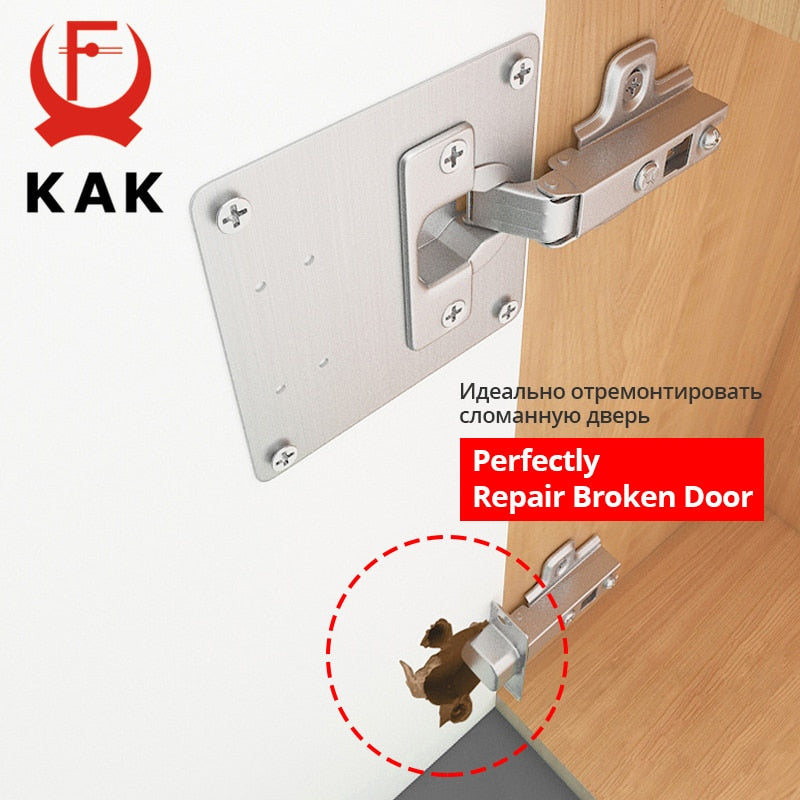 KAK Stainless Steel Cabinet Hinge Repair Plate 1-8 Pack Door Hinge Mounted Plate with Screws Furniture Hardware Accessories - KiwisLove