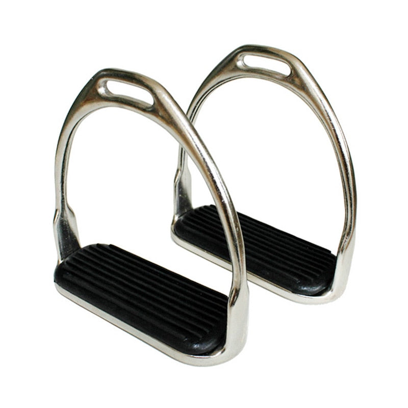 1 Pair Stainless Horse Stirrup Equestrian Stirrups Horse Racing Equipment Anti-slip Rubber Treads - KiwisLove