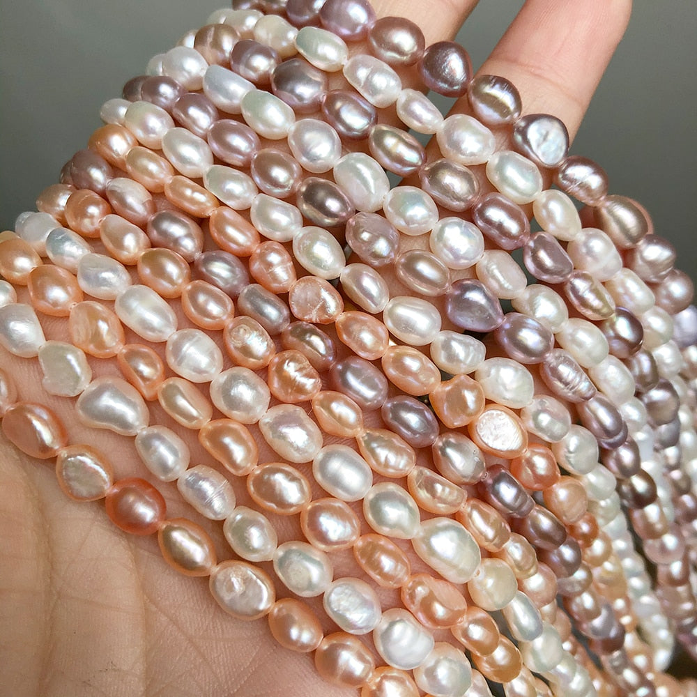 Natural Irregular Pearl Beads White Pink Freshwater Pearls Beads For DIY Women Handmade Bracelet Charms Accessories 15''inches - KiwisLove