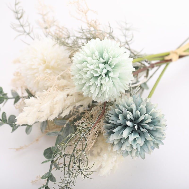 White Artificial Flowers Dandelion Big Bouquet Autum Silk Plastic Fake Flower for Home Wedding Decoration Living Room Arrange - KiwisLove