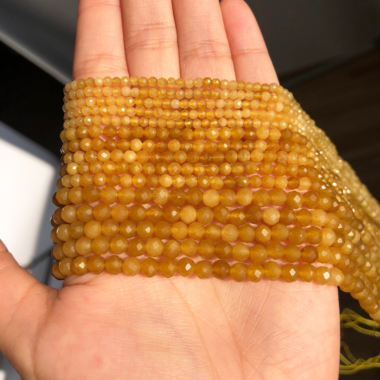 Small Waist Beads 2 3 4mm Natural Yellow Jades Loose Stone Beads for Jewelry DIY Making Bracelet Earrings Accessories 15&#39;&#39; - KiwisLove