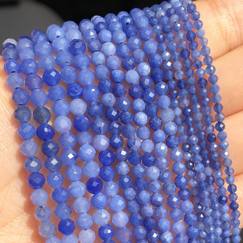 Small 2 3 4 mm Gem Stone Natural Blue Aventurine Loose Spacer Beads for Jewelry Making DIY Bracelet Earrings Accessories 15&#39;&#39;