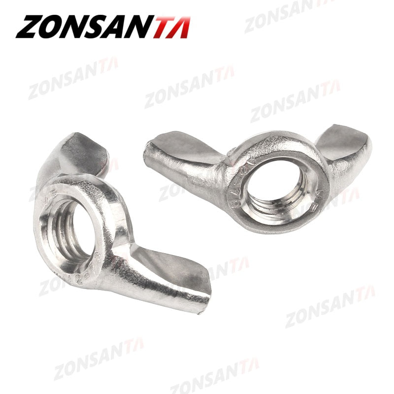 ZONSANTA Wing Nuts M3 M4 M5 M6 M8 M10 M12 304Stainless Steel Tighten Hand a Nut Butterfly Nut Ingot DIN315 Eye nuts - KiwisLove
