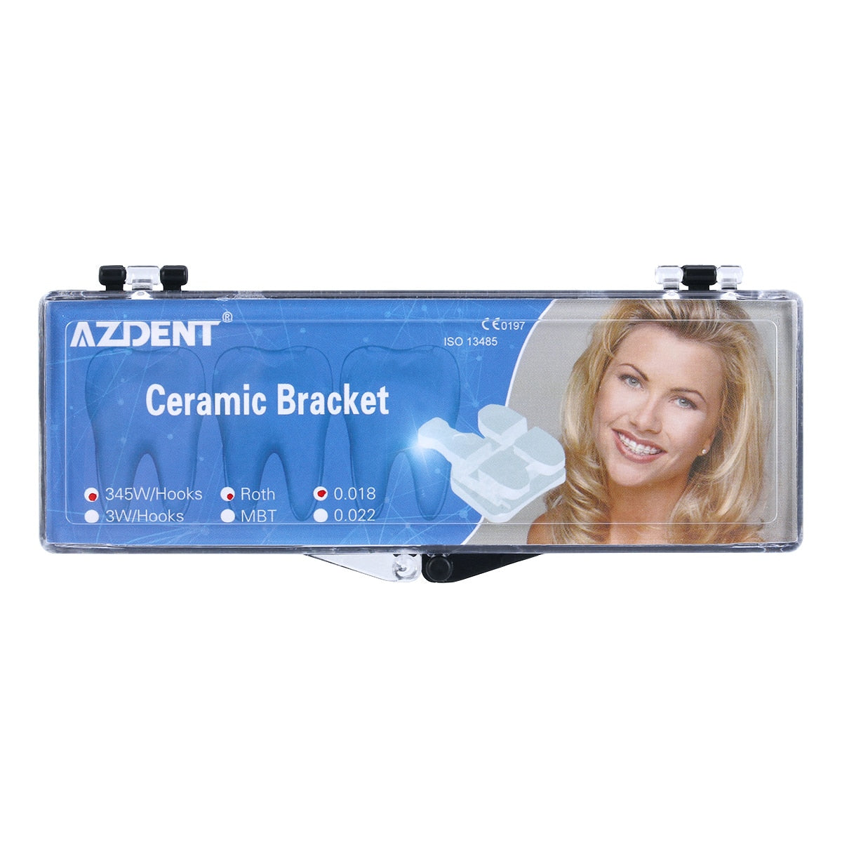 AZDENT Dental Orthodontic Ceramic Brackets Braces Mesh Base MBT/Roth 022/018 345 Hooks - KiwisLove