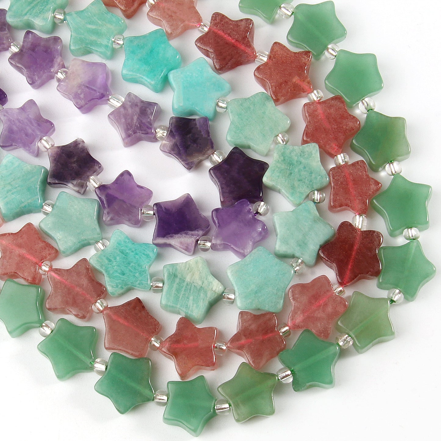 15mm Star Natural Aventurine Amethysts Cherry Quartz Amazonite Stone Beads for Jewelry Making Diy Needlework Wholesale Lots Bulk - KiwisLove