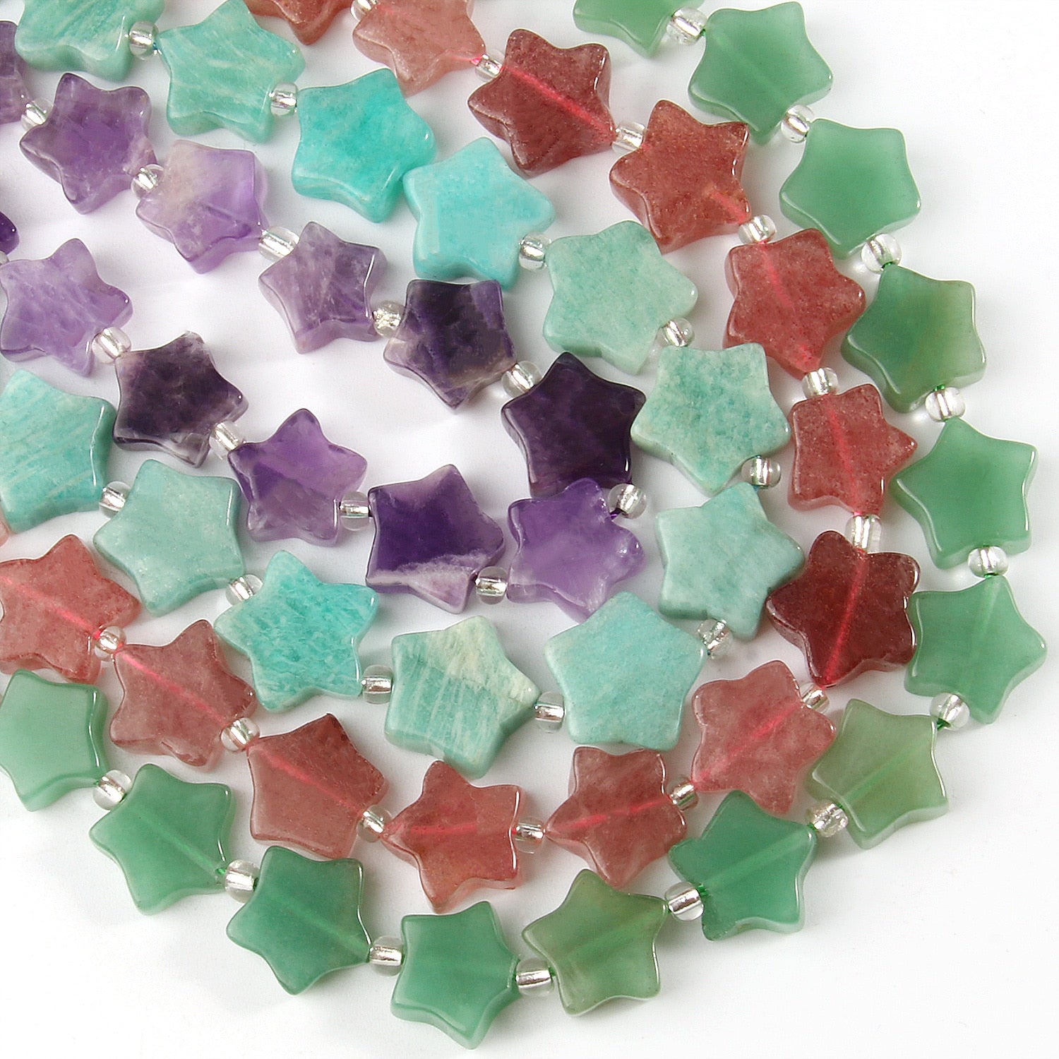 15mm Star Natural Aventurine Amethysts Cherry Quartz Amazonite Stone Beads for Jewelry Making Diy Needlework Wholesale Lots Bulk - KiwisLove