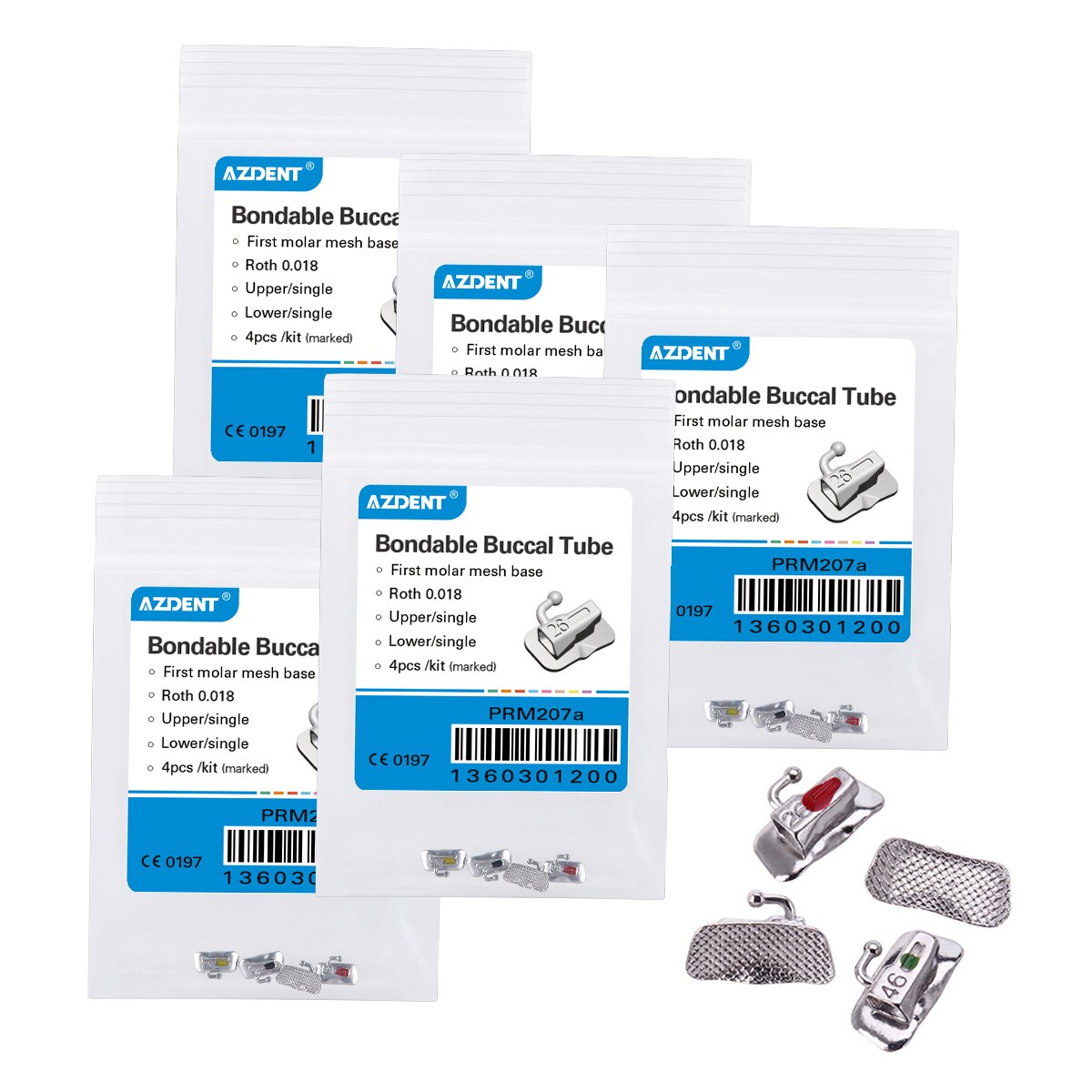 5Pack=20pcs Azdent Dental 1st molar Oral Orthodontics Non-Convertible Bondable Single Buccal Tube Roth/MBT - KiwisLove