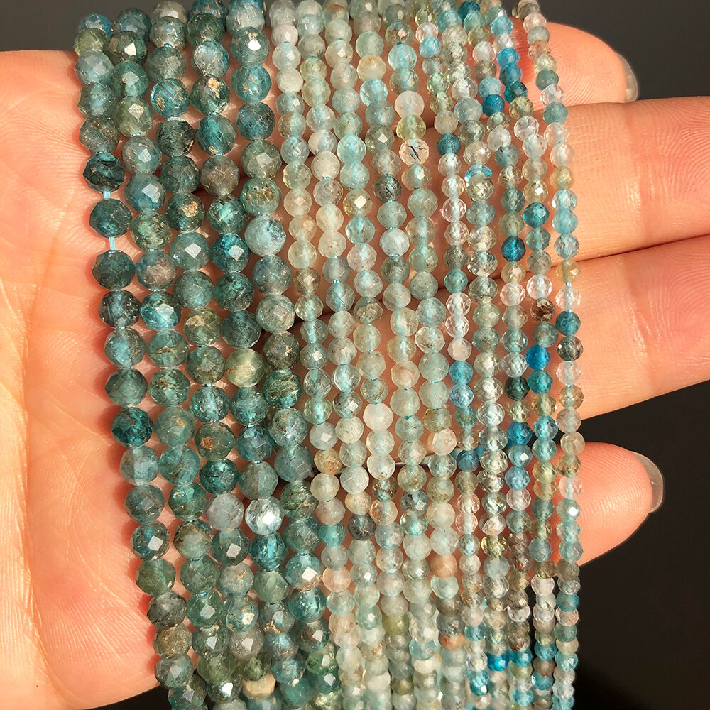 Natural Blue Apatite Stone Beads Faceted Kyanite Gem Loose Spacer Beads for Jewelry Making DIY Bracelet Earrings 15&#39;&#39; 2 3 4mm - KiwisLove