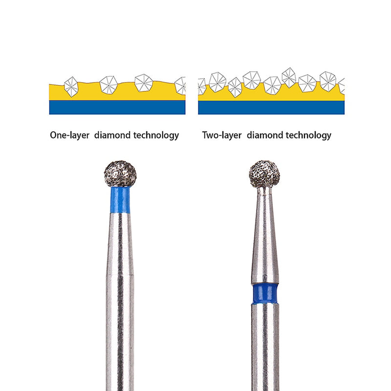 10pcs /2boxes AZDENT Dental Diamond Burs Drills Two Layer Diamond for High Speed Handpiece Dia.1.6mm - KiwisLove