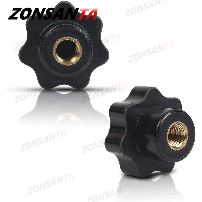 ZONSANTA Plum Bakelite Hand Tighten Nuts M4 M5 M6 M8 M10 Plastic Head Hand Nut Black Handle Thread Star Clamping Knob Manual Nut - KiwisLove