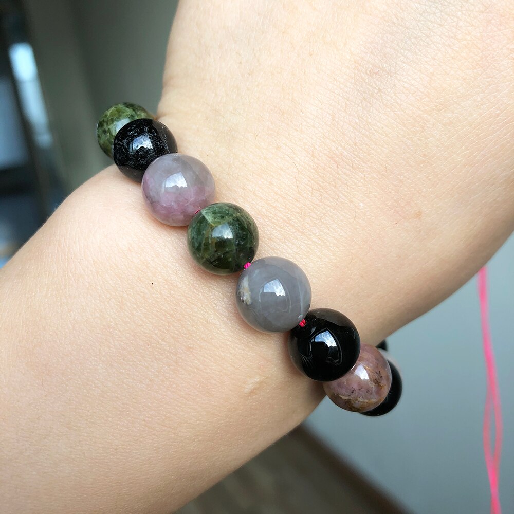 Natural Stone AB Colorful Tourmaline Round Loose Beads For Jewelry Making DIY Bracelet Accessories 15&#39;&#39;Inches 4 6 8 10 12mm - KiwisLove