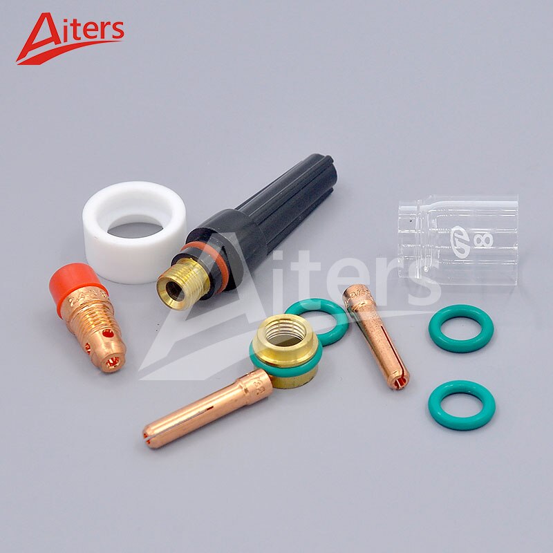 TIG 10PCS Welding Accessories Collet body and Pyrex Glass Cup with Small Brass Bushing for WP-17/18/26 Short Back Cap - KiwisLove