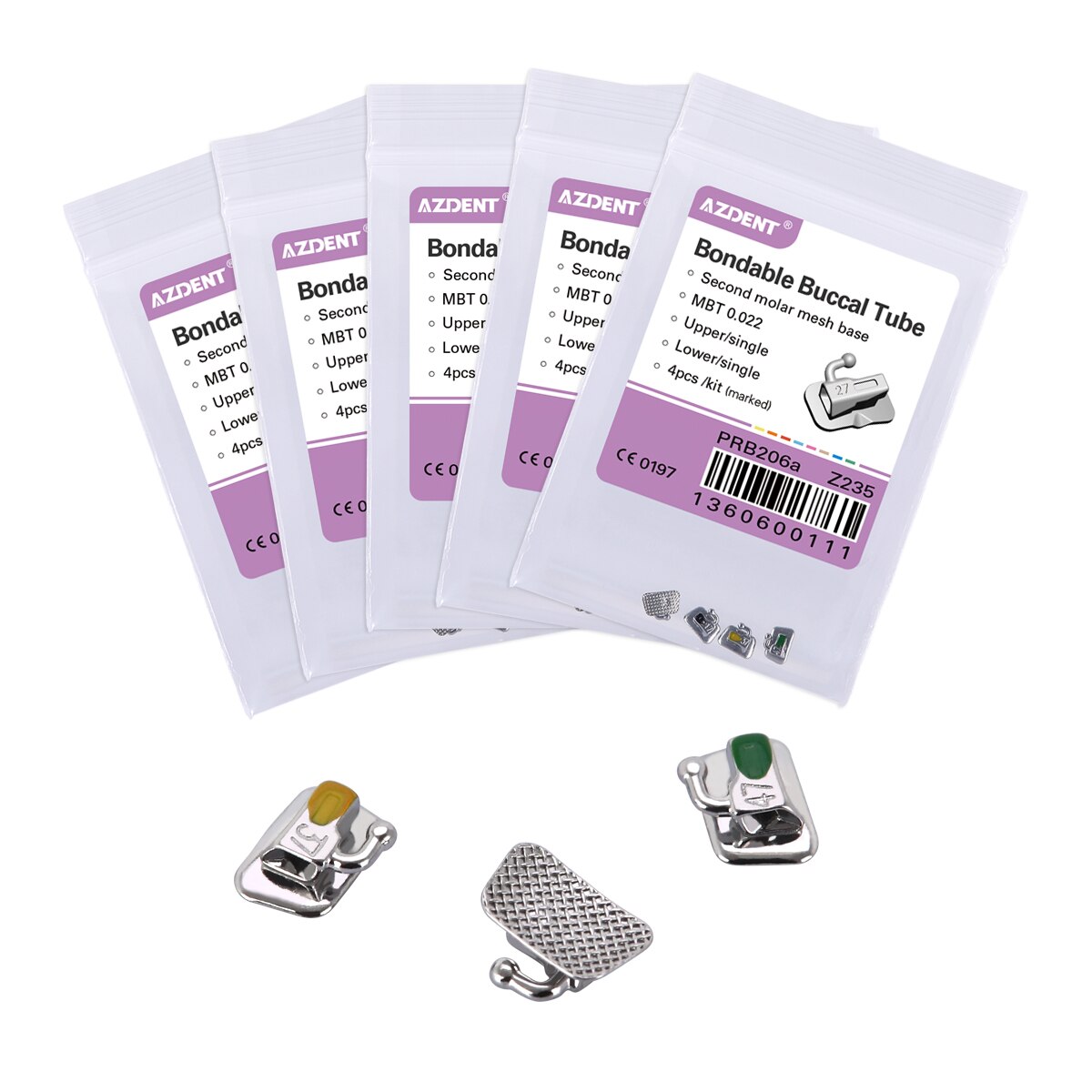 20Pcs=5Pack AZDENT 2nd Molar Bondable Non-convertible Single Roth/MBT/Edgewise 022/018 Buccal Tube - KiwisLove