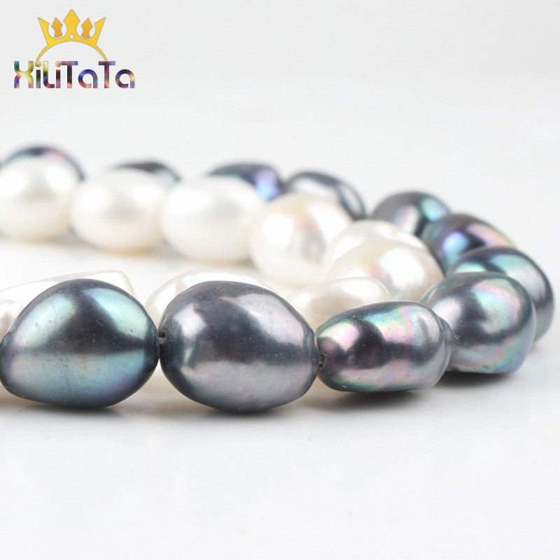 10-11mm Natural Irregular Pearls Beads White Black Pearls Loose Beads For Jewelry Making DIY Bracelet Ear Studs Accessories 15&#39;&#39;