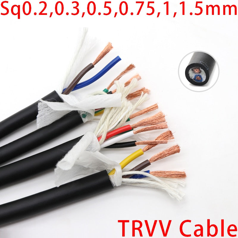 Sq0.2 0.3 0.5 0.75 1 1.5 mm TRVV Cable 2 3 4 5 Cores PVC Shielded Copper Towline Bend Resistant Drag Chain Flexible Wire - KiwisLove