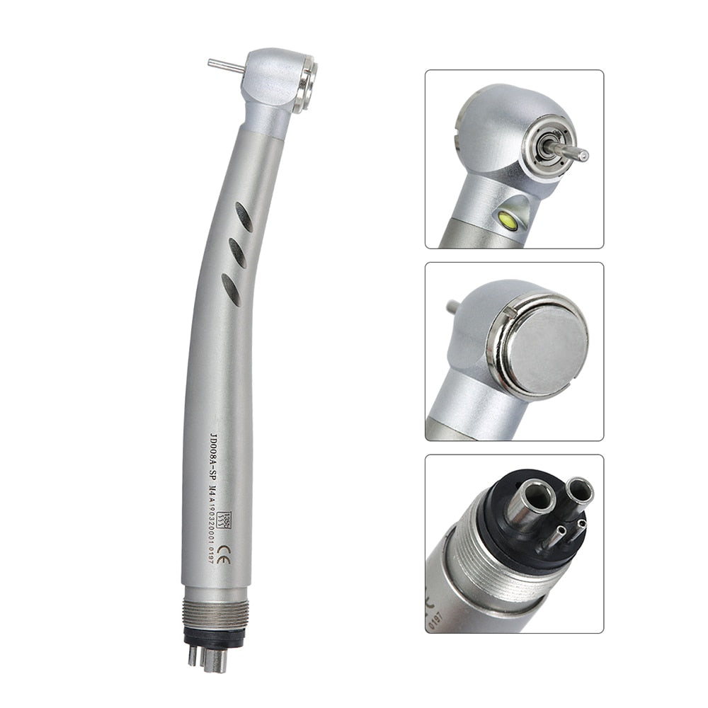 Dental Handpiece LED High Speed Ceramic Bearing Push Button Standard Head 4 Spray Stainless JD008A1-SP M4/B2 Ceramic Rotor A - KiwisLove