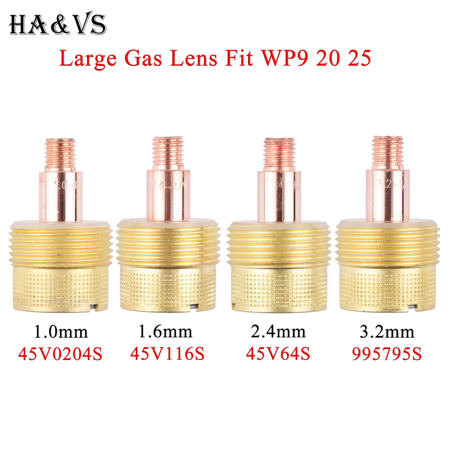 2/5Pcs 1.0/1.6/2.4/3.2mm Large Gas Lens Collet Body 45V0204S 45V116S 45V64S 995795S For TIG WP9/20/25 Welding Torch Accessories - KiwisLove