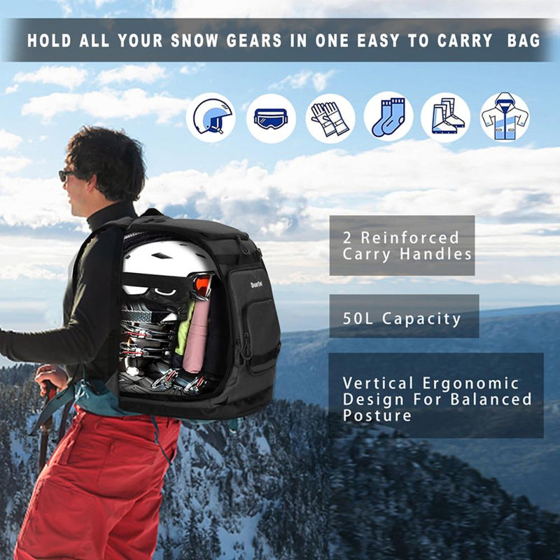 Ski Backpack 50L High-Capacity Nylon Waterproof Bag Wear-Resistant - KiwisLove