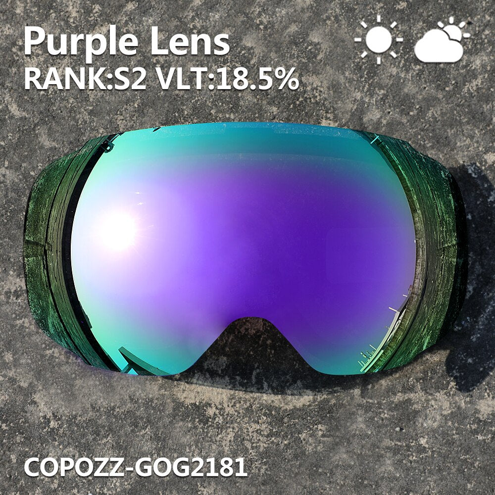 COPOZZ Magnetic Lenses for ski goggles GOG-2181 Lens Anti-fog UV400 Spherical Snow Ski glasses Snowboard goggles(Lens only) - KiwisLove