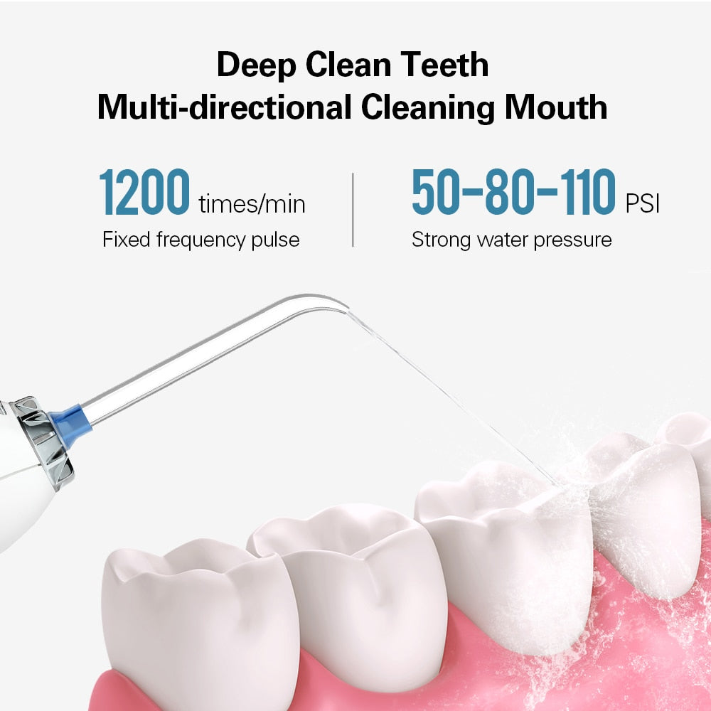 Azdent Oral Irrigator USB Rechargeable Water Flosser Portable Cordless Travel Foldable Dental Teeth Cleaner - KiwisLove