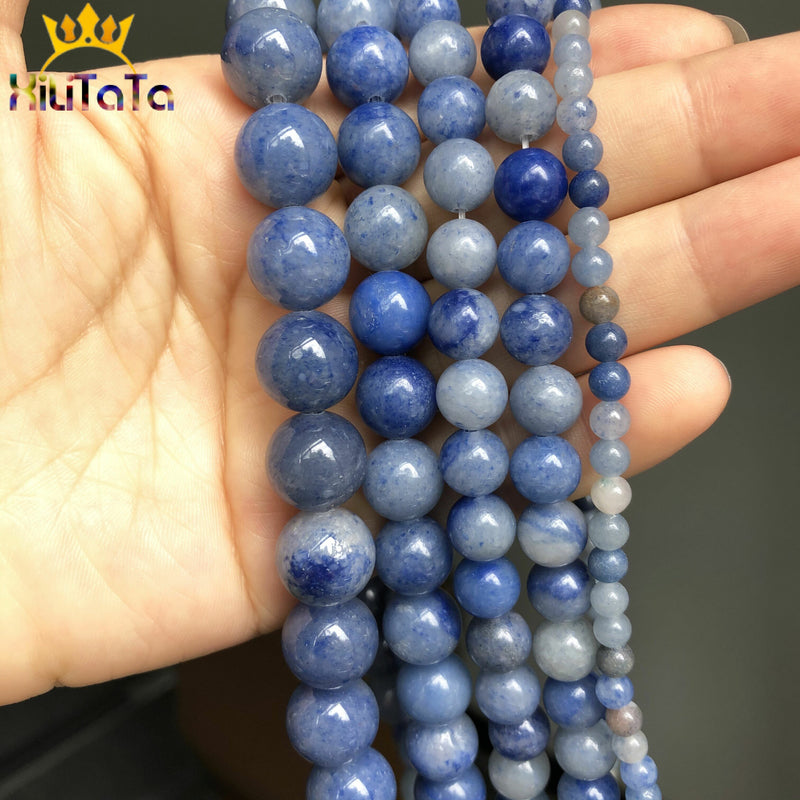 Natural Stone Blue Aventurine Beads Loose Spacer Beads For Jewelry DIY Making Bracelet Accessories 15&#39;&#39; 4 6 8 10 12mm