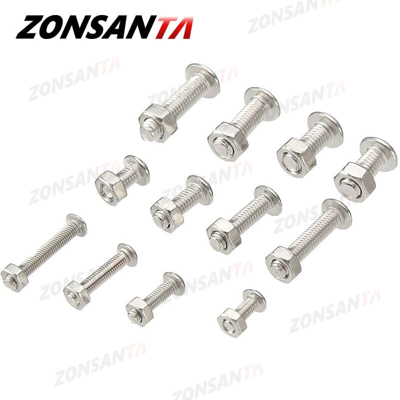 ZONSANTA 440pcs Bolts and Nuts Set M3 M4 M5 Stainless Steel Hex Socket Button Head Cap Screws Bolts Nuts Assortment Kit Screw - KiwisLove