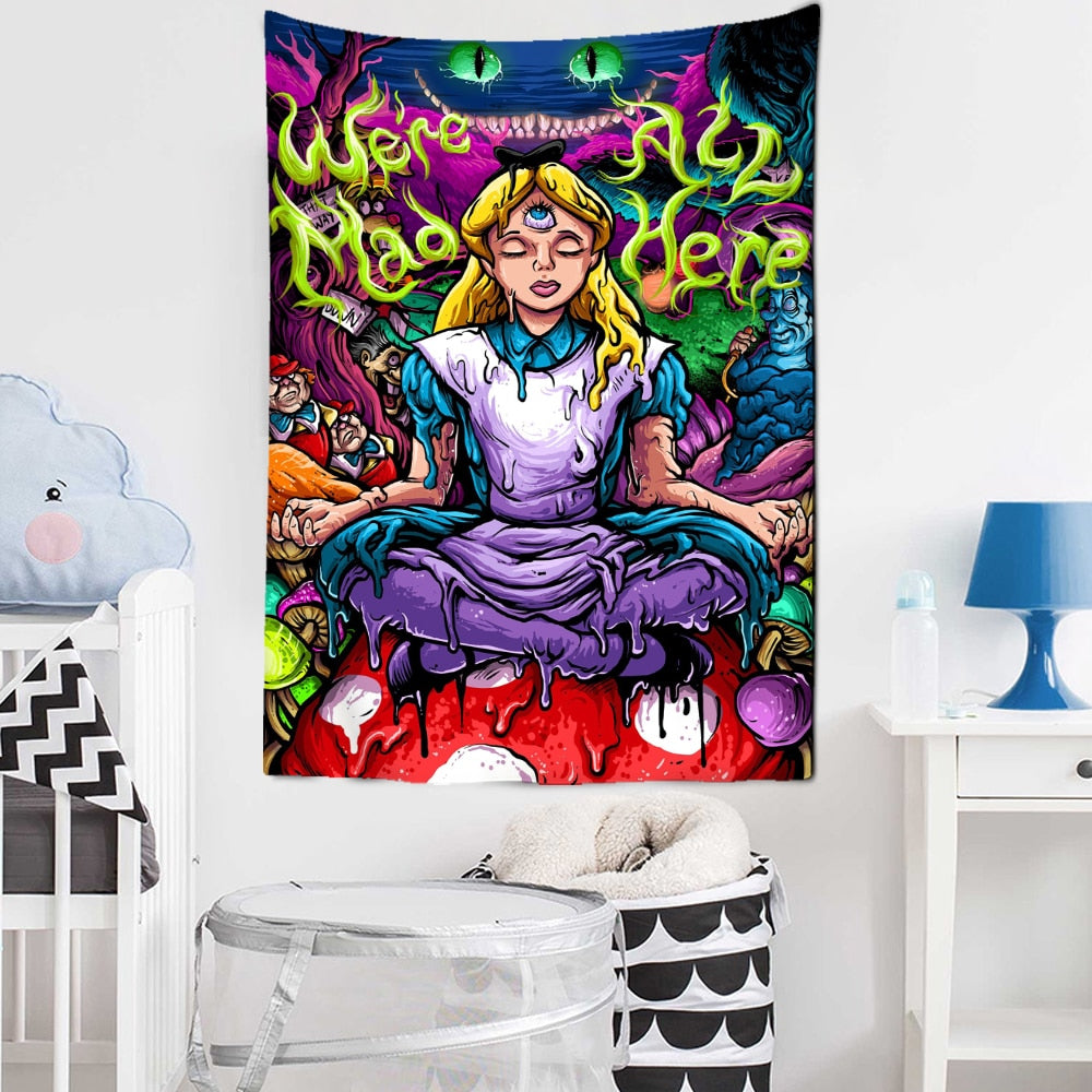 Anime Girl Tapestry Wall Hanging Magic Science Fiction Bohemian Hippie TAPIZ Room Dormitory Art Home Decor - KiwisLove