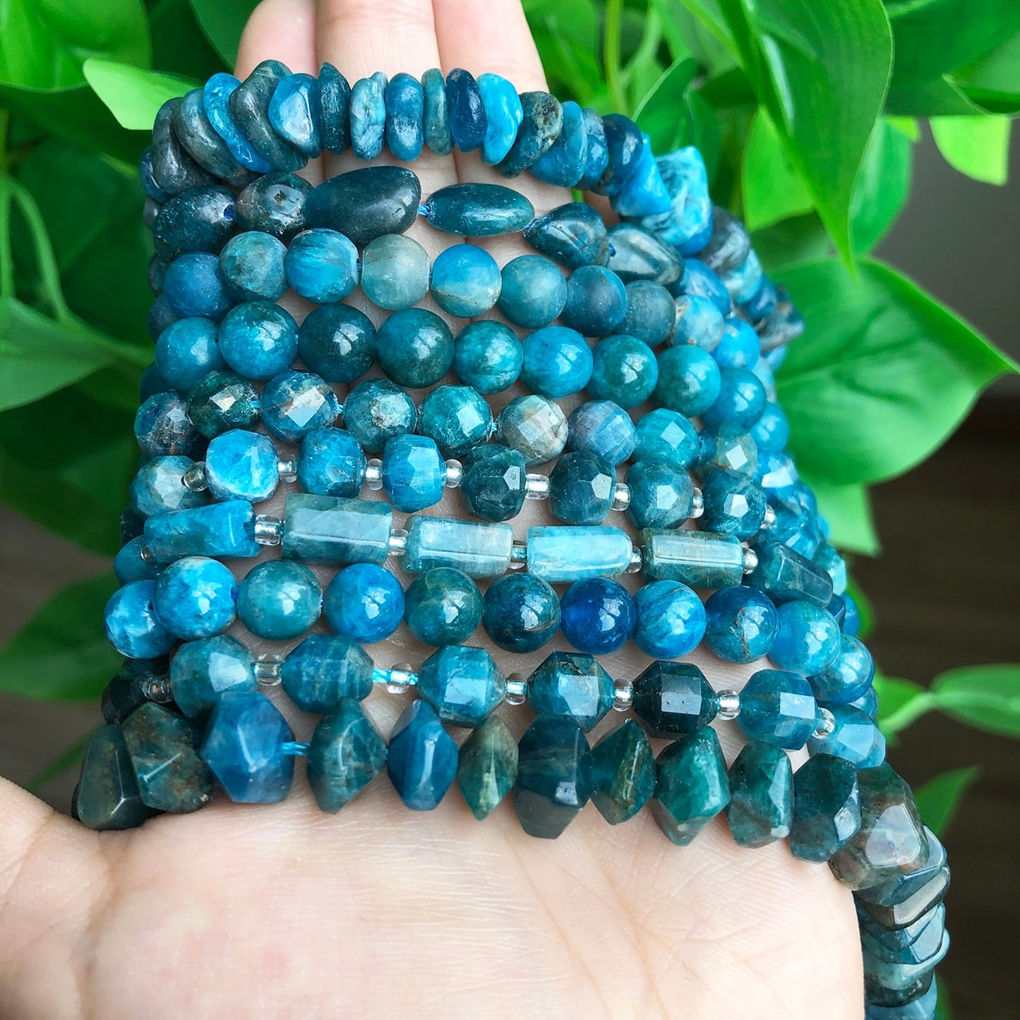 Natural Stone Blue Apatite Gem Beads Round Irregular Faceted Rondelle Loose Beads For Jewelry Making Diy Bracelets Accessories - KiwisLove