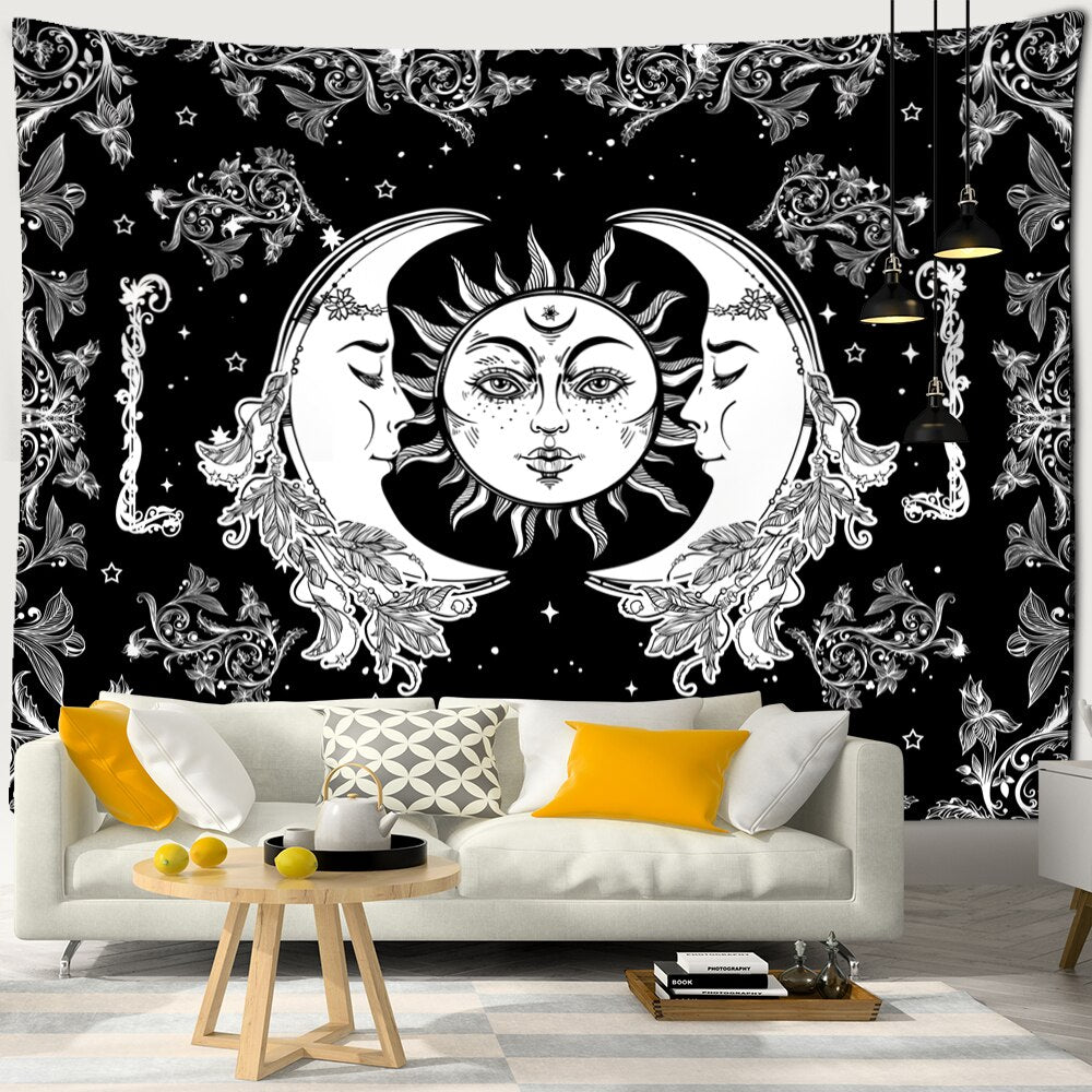 Colorful Sun Moon Tapestry Universe Psychedelic Witchcraft Hippie Tapiz Wall Hanging Room Home Decor - KiwisLove
