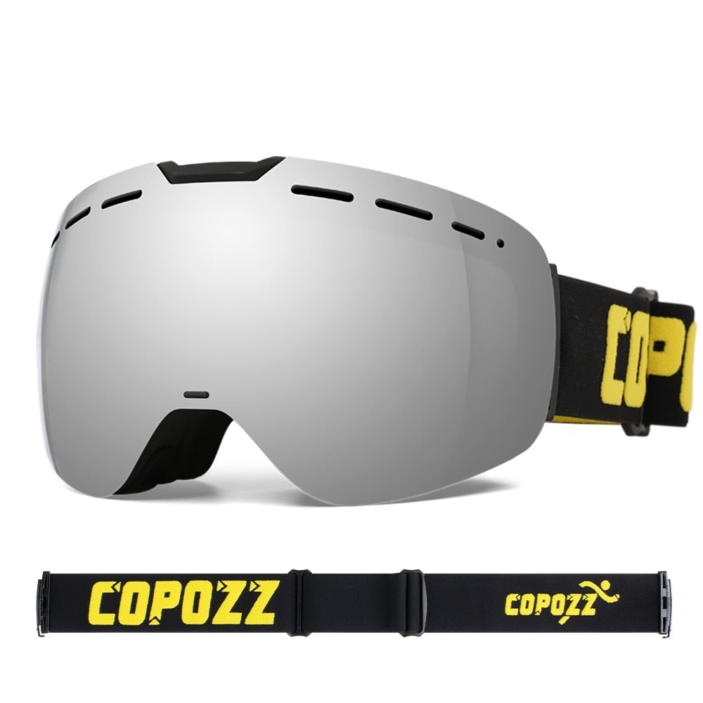 COPOZZ Frameless Ski Goggles with Magnetic Lens Skateboard Skiing Anti-fog UV400 Snowboard Goggles Men Women Ski Glasses Eyewear - KiwisLove
