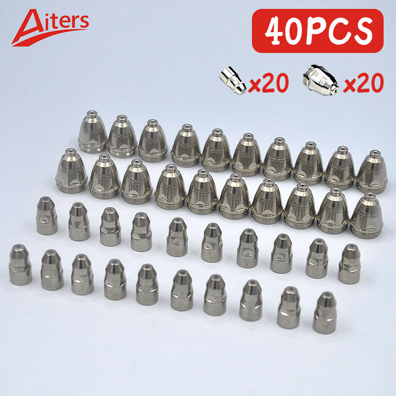 40PCS P80 Cutting Consumables Nozlze and Electrode 20PCS Nozlze+20 PCS Electrode Plasma Cutter Accessories