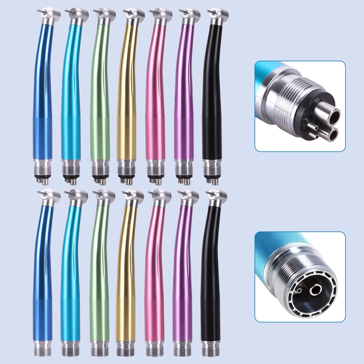 Dental High Speed Air Turbine Standard Head Push Button Single Water Spray 2/4 Hole Color Handpiece Autoclavable - KiwisLove