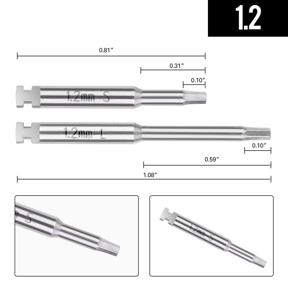 1 whole (12pcs screw+ base ) set Azdent Dental Implant Screw Driver For Low Speed Handpiece Dia.2.35mm - KiwisLove
