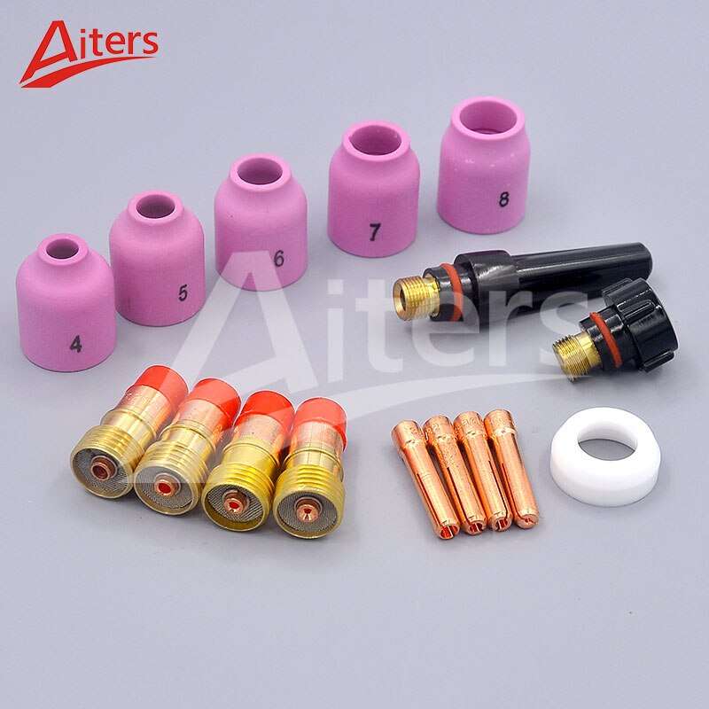 TIG 16PCS Small Gas Lens Alumina Ceramic Nozzle Collet Body and two Back Cap 18CG-20 Gasket for WP17/18/26 - KiwisLove