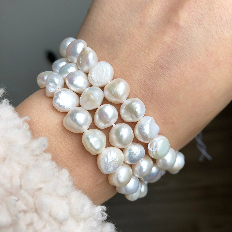 Irregular Round White Cultured Pearls Beads Freshwater Pearls Beads For DIY Women Handmade Bracelet Accessories 15&#39;&#39;inches
