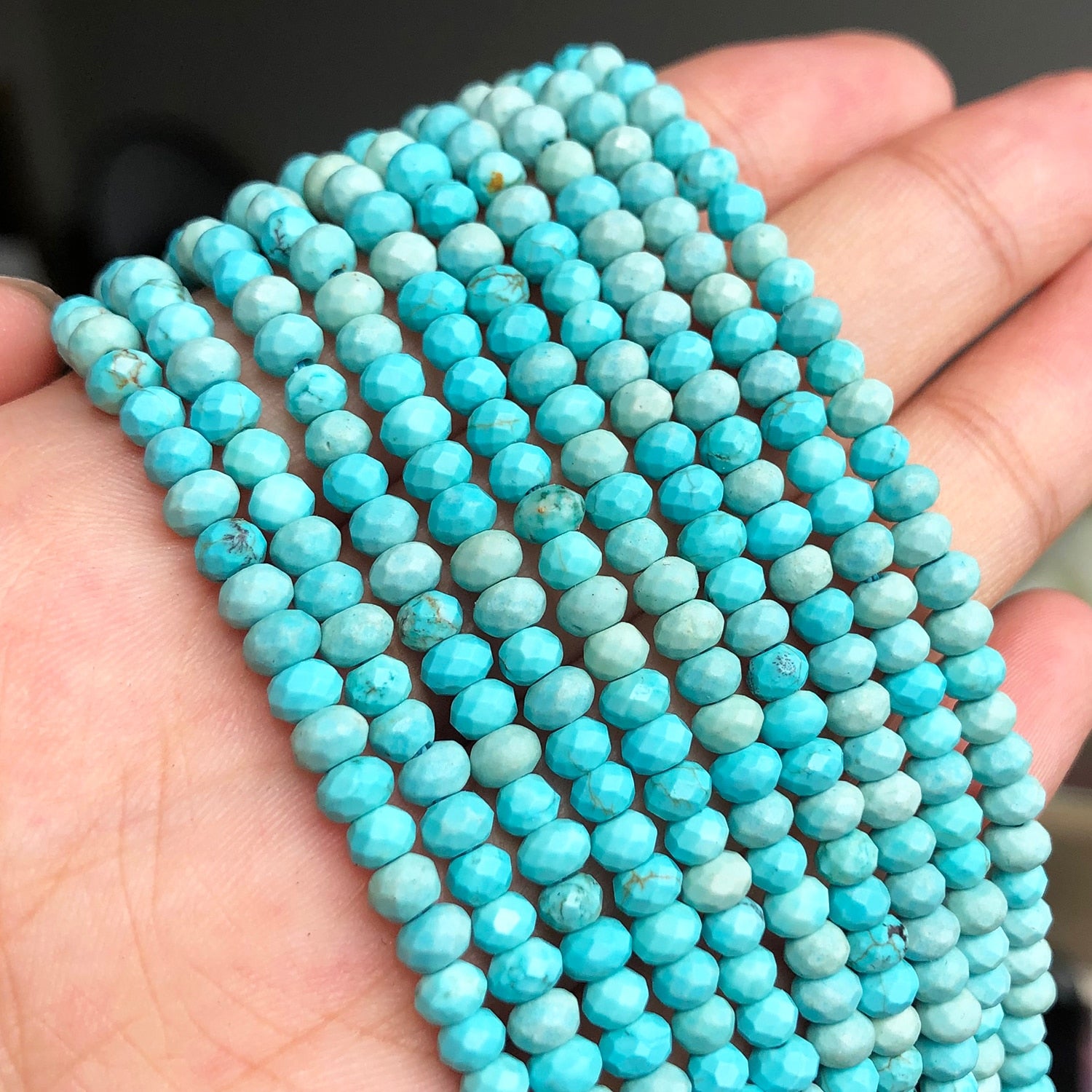 Blue Small Waist Beads Natural Stone Amazonite Loose Rondelle Beads for Jewelry Making DIY Women&#39;s Bracelet Earrings 15&#39;&#39;Inch - KiwisLove
