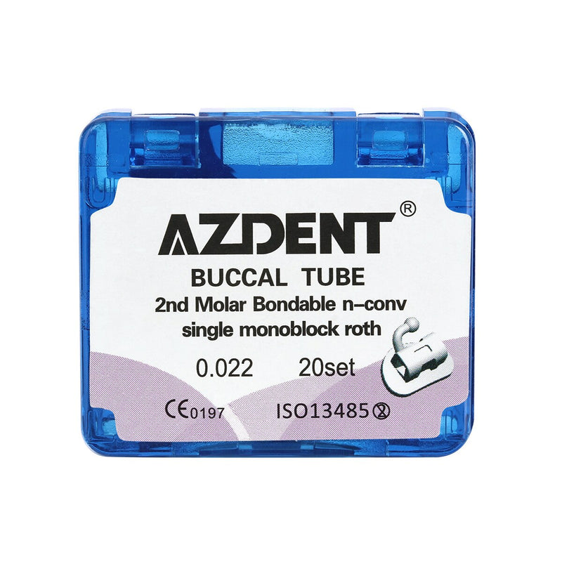 20sets=80Pcs/Box AZDENT Dental Orthodontic Buccal Tube 1st / 2nd Molar Bondable Single Monoblock Non-Convertible - KiwisLove