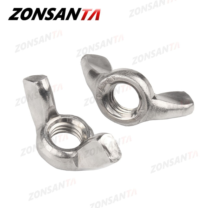 ZONSANTA Wing Nuts M3 M4 M5 M6 M8 M10 M12 304Stainless Steel Tighten Hand a Nut Butterfly Nut Ingot DIN315 Eye nuts - KiwisLove